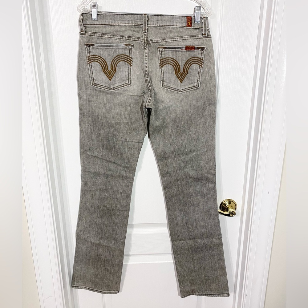 Y2K 7FAM USA Made Embroidered Pocket Straight Jeans Gray Sz 32 7 For All Mankind